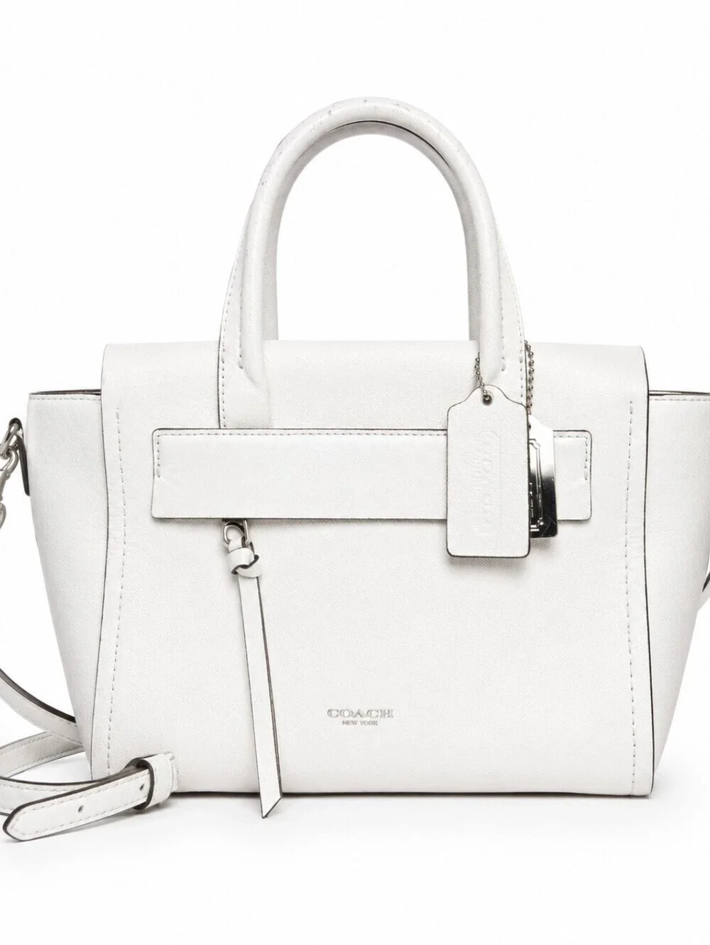 Coach White Leather Satchel with Silver Hardware